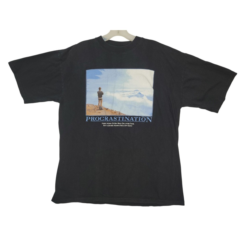 Balzout Vintage Procrastination Graphic T Shirt Men's XL Black Funny Phrase Tee